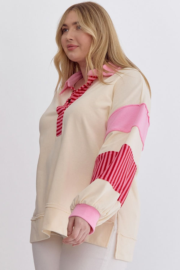 Gonna Have A Good Day Top - Cream and Pink