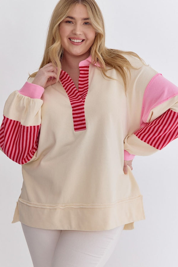 Gonna Have A Good Day Top - Cream and Pink