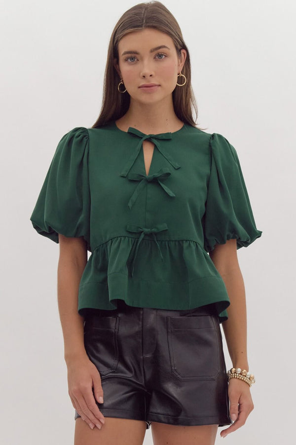 Sweet Thing Bow Peplum Top | Regular and Plus