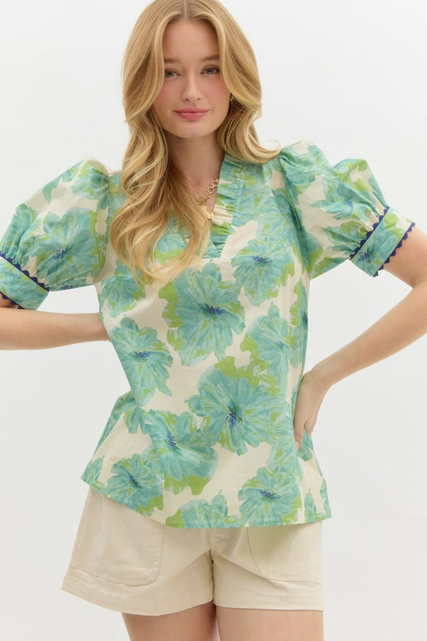 Floral Mint Top