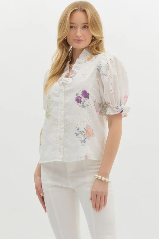 Floral Eyelet Top