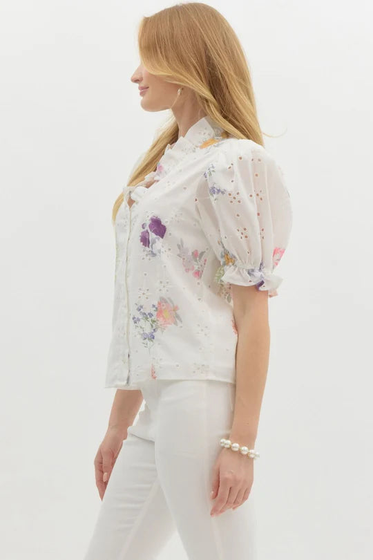 Floral Eyelet Top