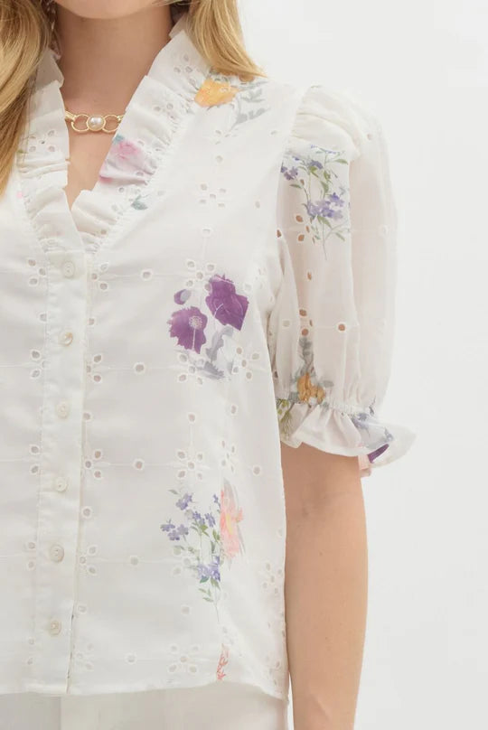 Floral Eyelet Top