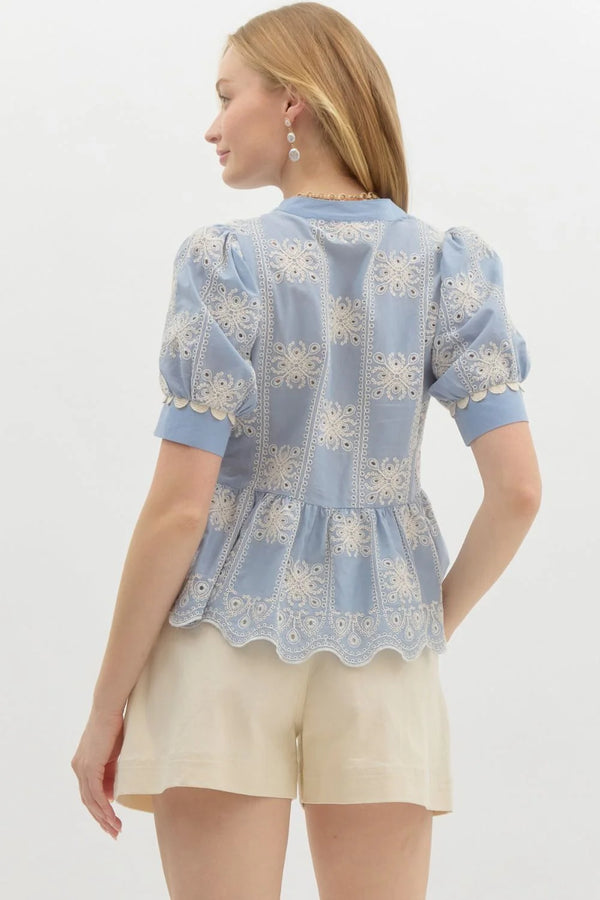 Something About Your Demin Lace Top