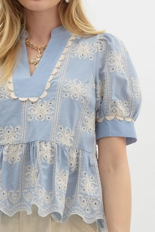 Something About Your Demin Lace Top