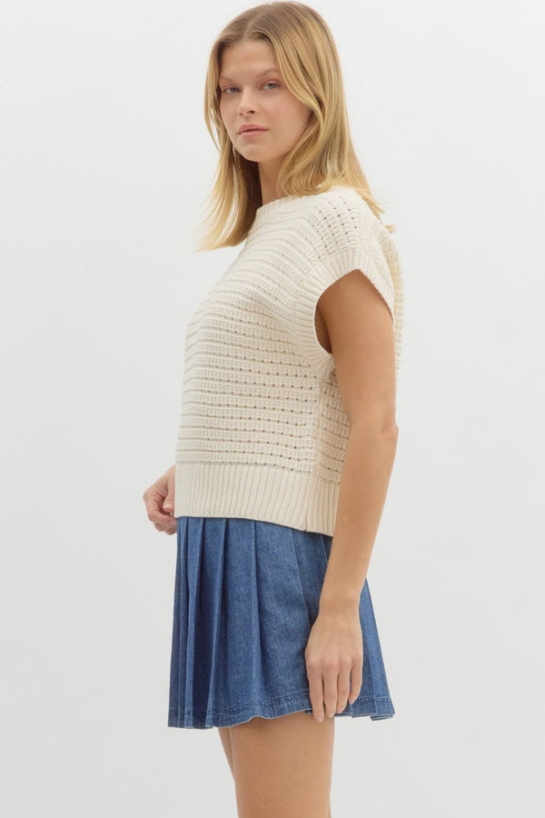 Knit Short Sleeve Sweater