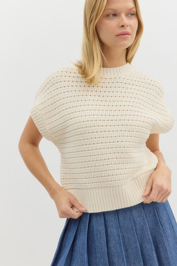 Knit Short Sleeve Sweater