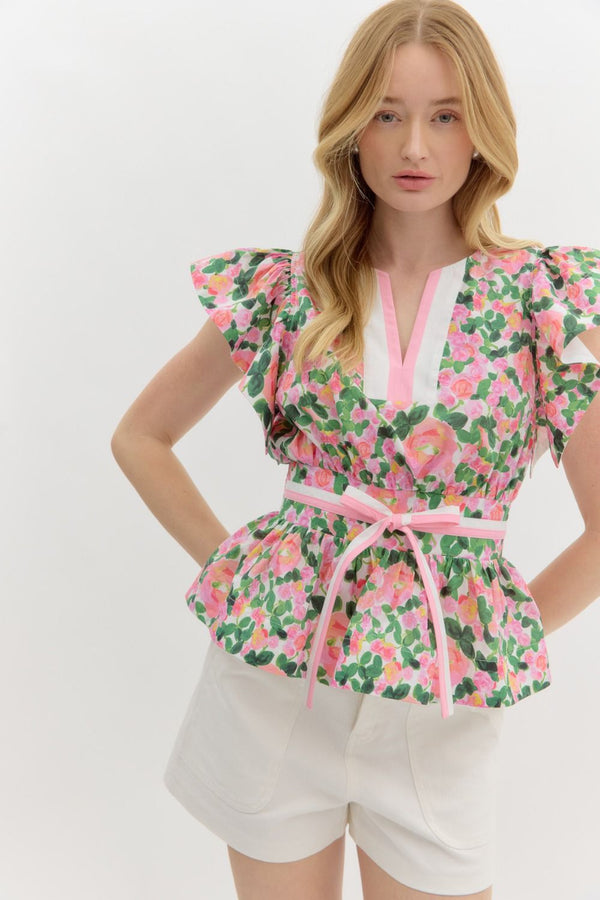 Floral Frill Top