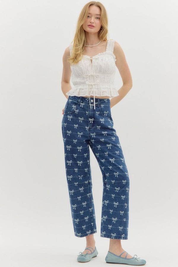 Bow Eyelet Smocked Tank