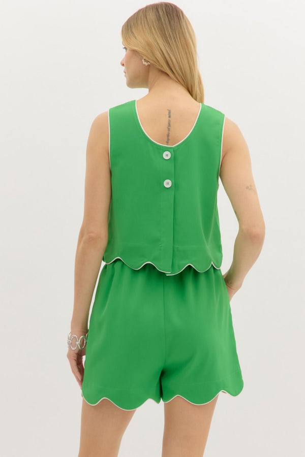 Green and White Scallop SET