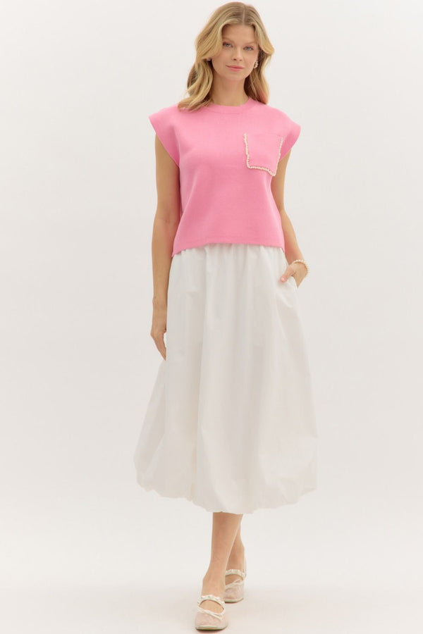 Pink Top with Pearl Detail