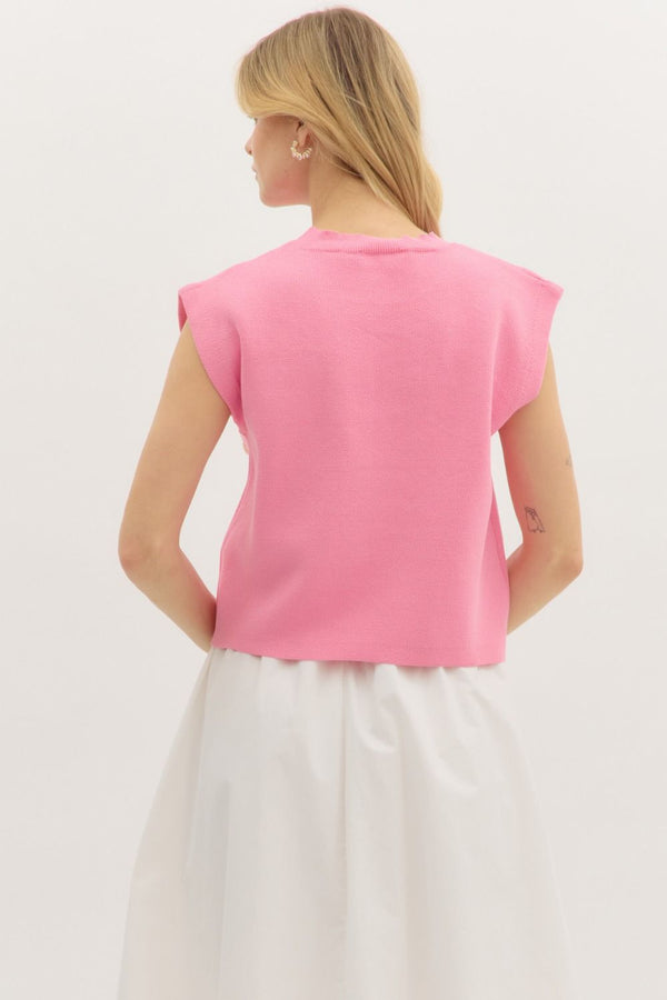 Pink Top with Pearl Detail