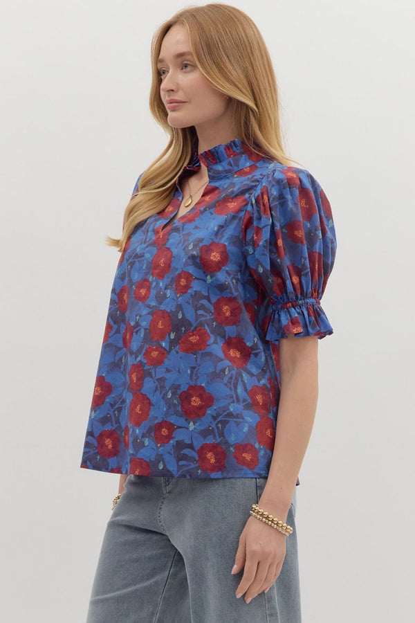 Midnight Blue Floral Top