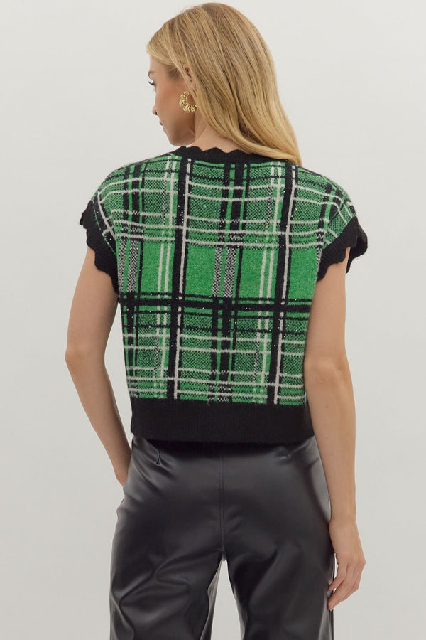 Pretty in Green Plaid Sweater