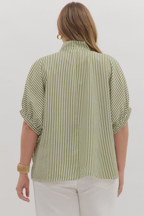 Scallops and Stripes Top Olive | Plus Size
