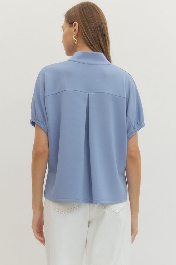 Can't Let Go Of You Collar Top | Chambray