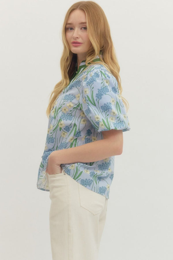 The Southern Charm Floral Top | Blue