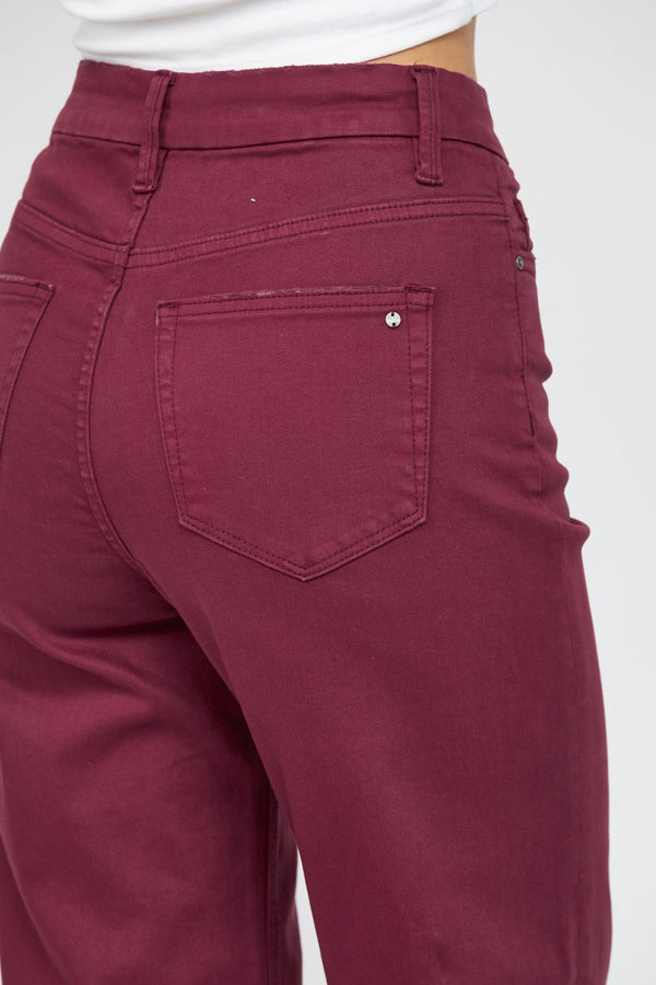 Heatin' Up The Holiday Burgundy Wide Leg Denim