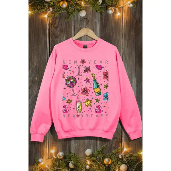 New Year New Dreams Graphic Fleece Sweatshirts