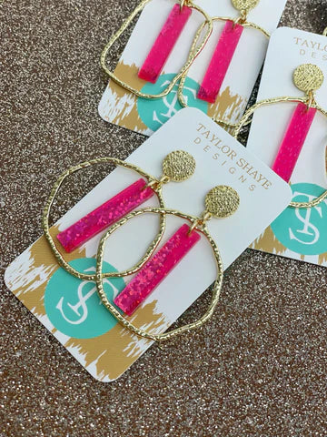 Hot Pink Stick Hoops