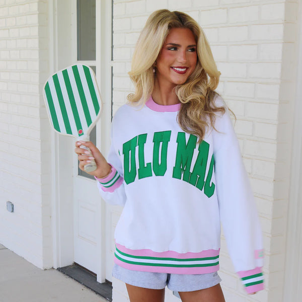LULU Mac Sweatshirt | White Green and Pink