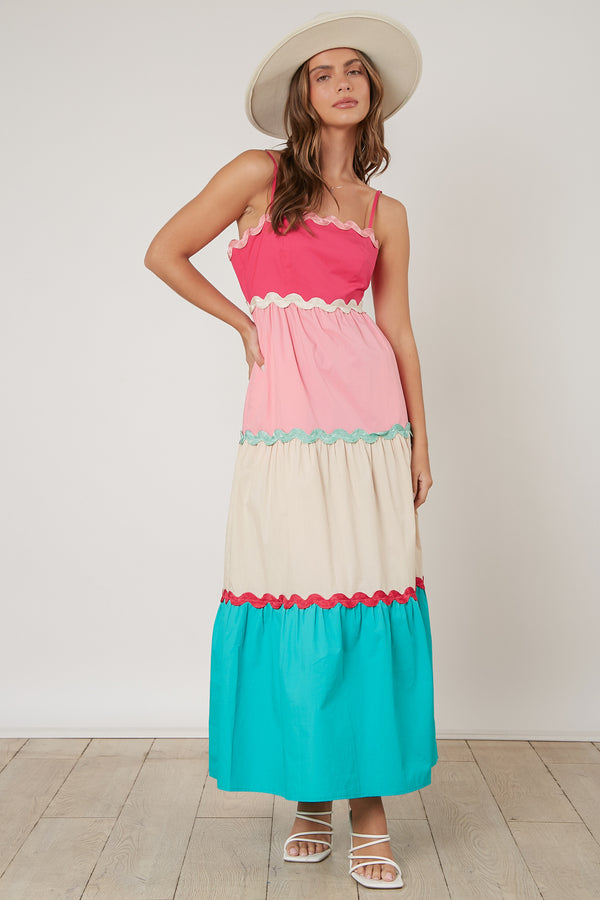 Once in a Lifetime Color Block Maxi Dress