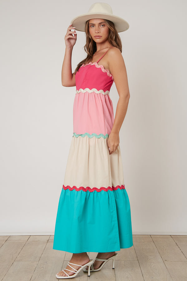 Once in a Lifetime Color Block Maxi Dress