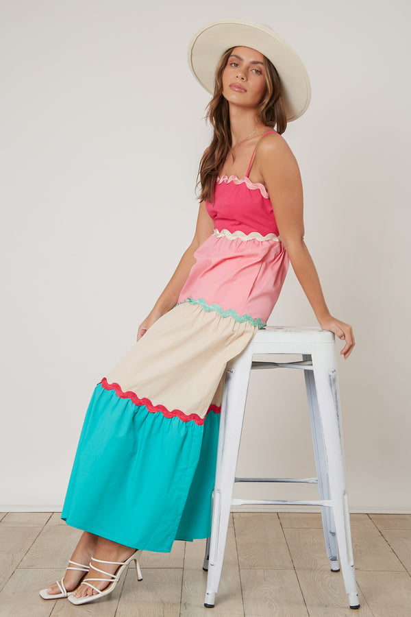 Once in a Lifetime Color Block Maxi Dress