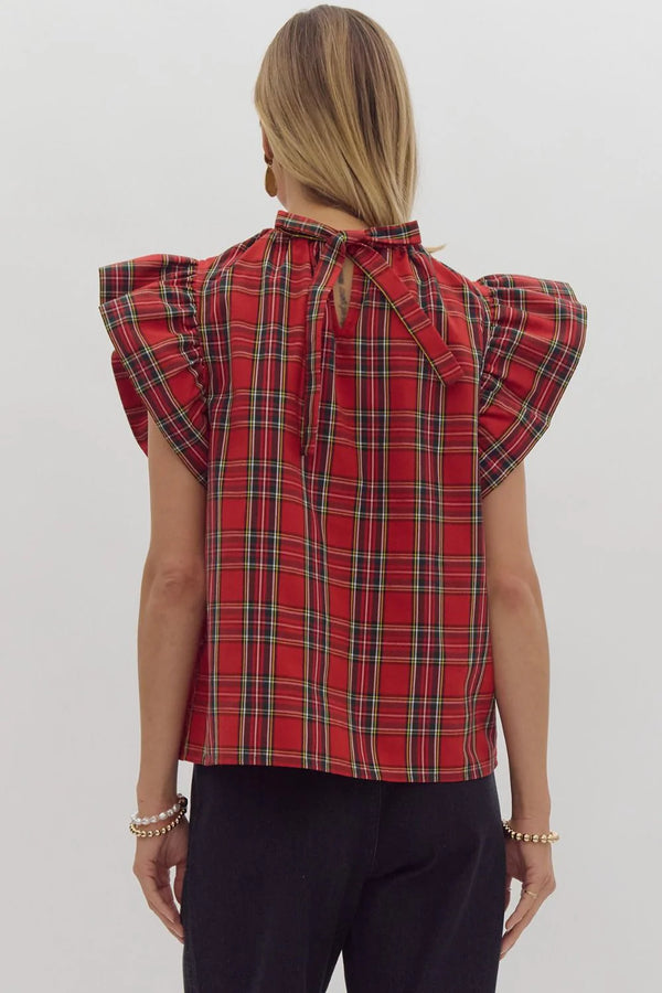 Holiday Wishes Plaid Ruffle Top | Regular and Plus