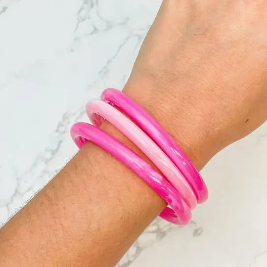 Pink Resin Bangle Set