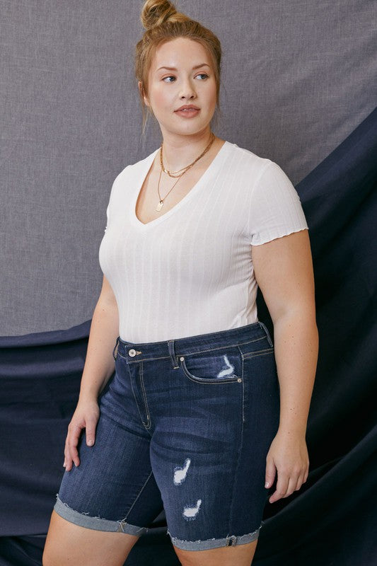 The Karley Shorts Mid Rise Cuff Hem - Plus Size