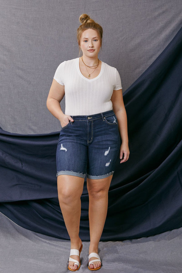 The Karley Shorts Mid Rise Cuff Hem - Plus Size