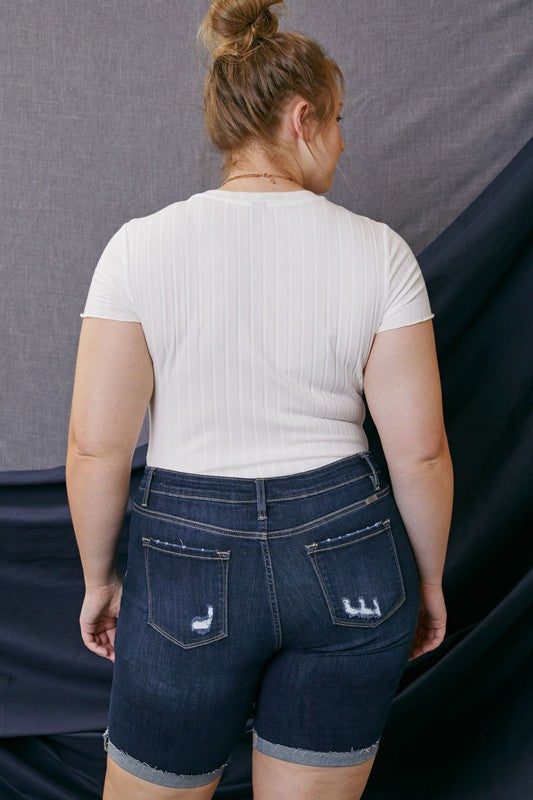 The Karley Shorts Mid Rise Cuff Hem - Plus Size