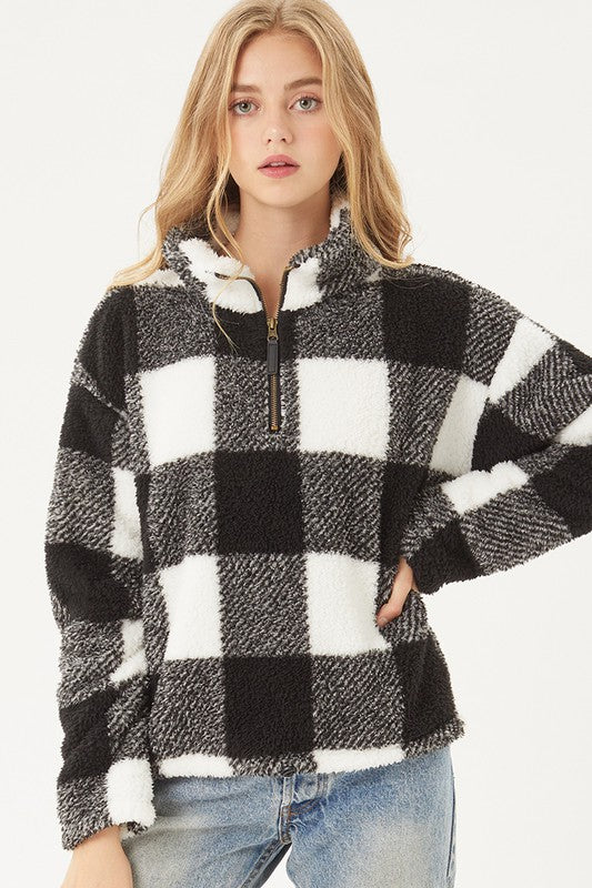 Sherpa Pullover Buffalo Print - DOOR BUSTER FINAL SALE