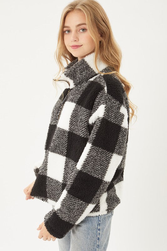 Sherpa Pullover Buffalo Print - DOOR BUSTER FINAL SALE