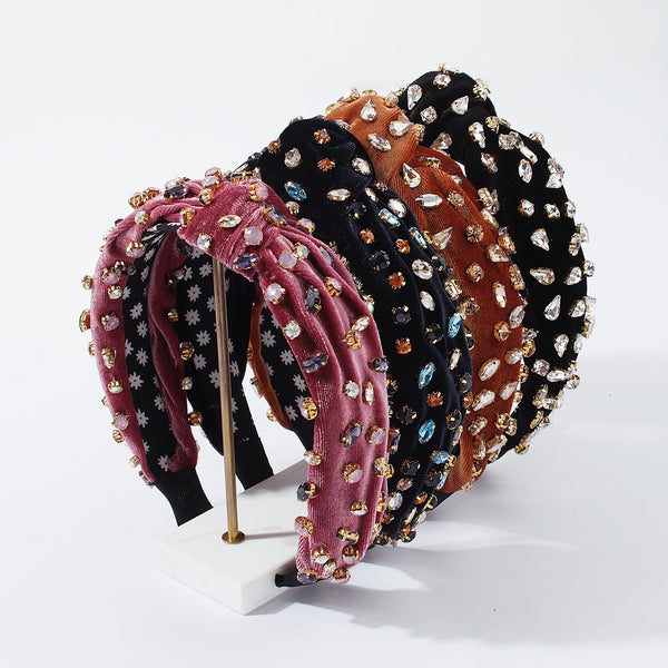 Velvet Rhinestone Corduroy Headband