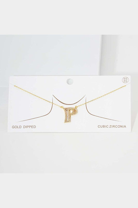 Gold Crystal Monogram Initial Necklace