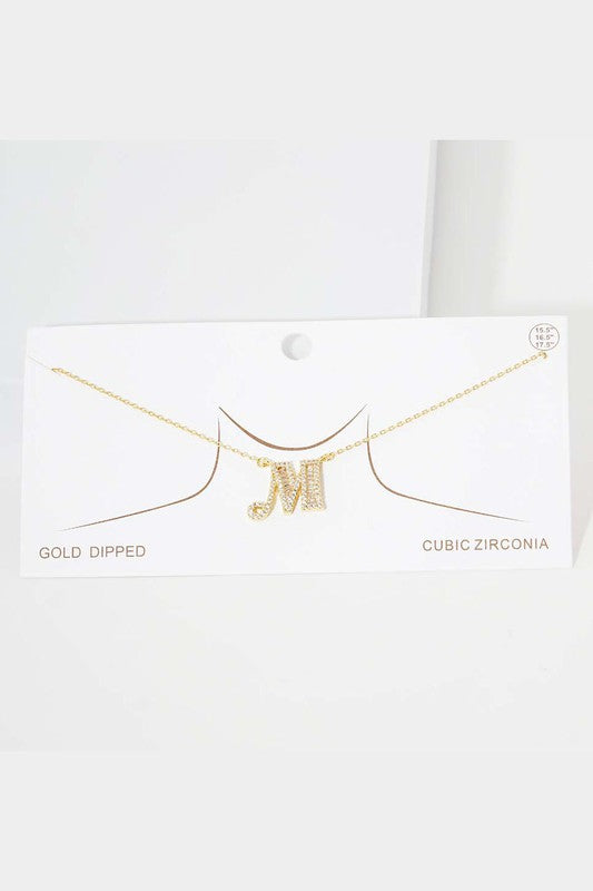 Gold Crystal Monogram Initial Necklace