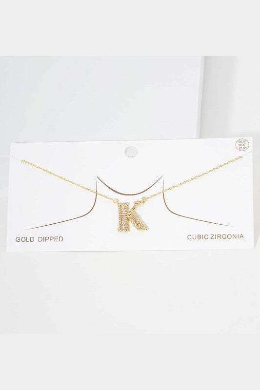 Gold Crystal Monogram Initial Necklace