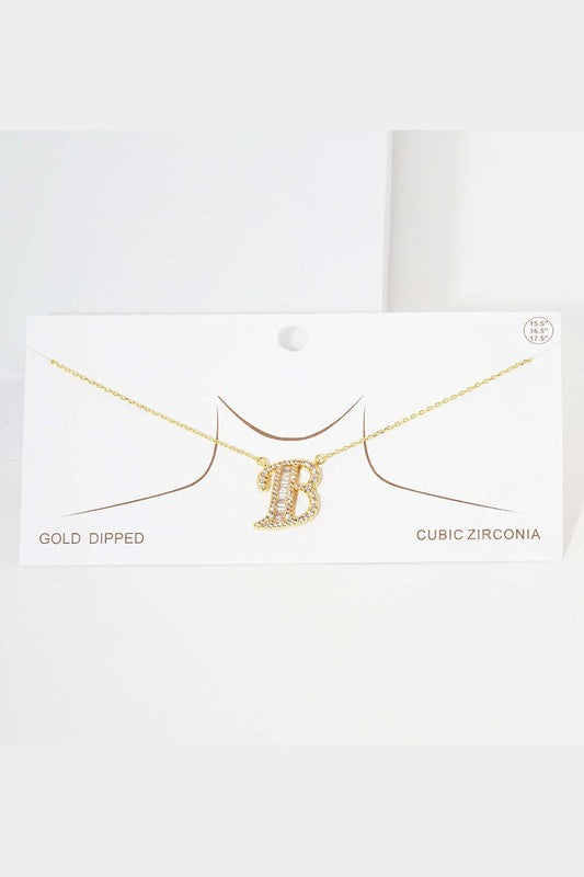 Gold Crystal Monogram Initial Necklace