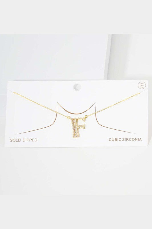Gold Crystal Monogram Initial Necklace