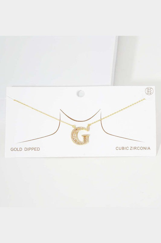 Gold Crystal Monogram Initial Necklace