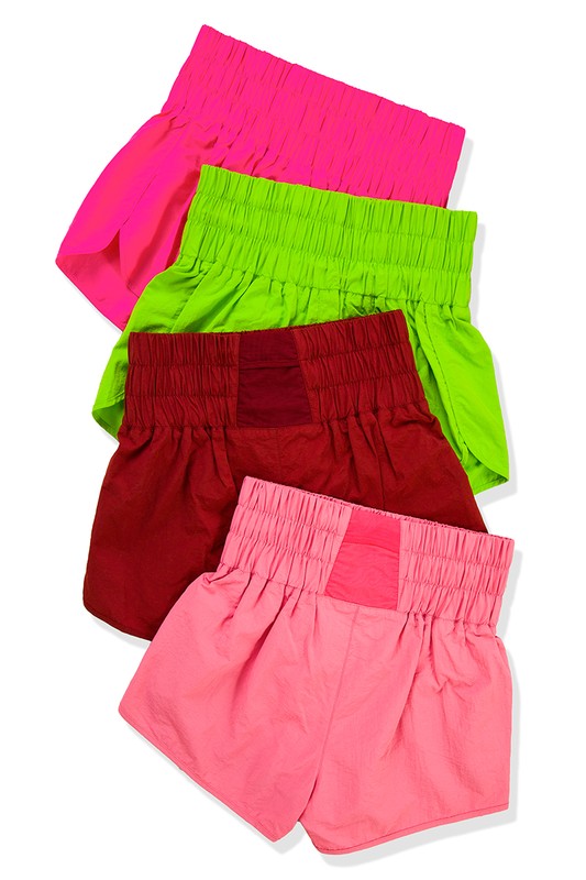Windbreaker Smocked Athletic Shorts