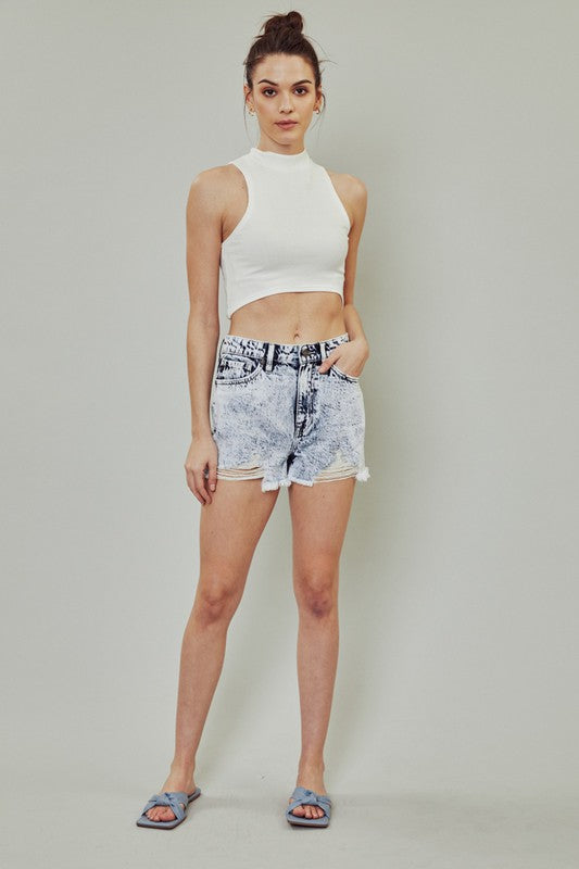 Kancan Acid Wash Denim Shorts
