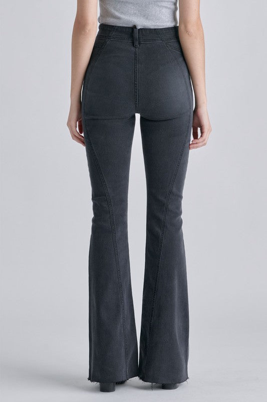 The Molly Jeans - Black Cello High Rise Seam Details Flare | FINAL SALE