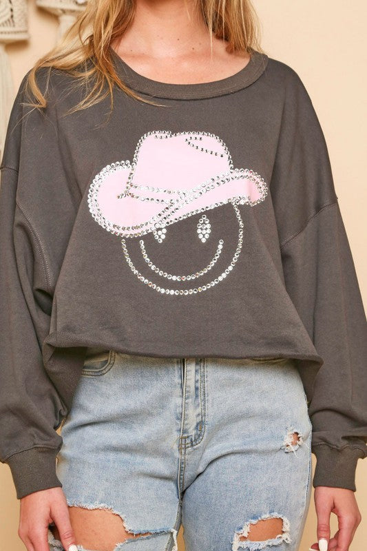 Cowboy Rhinestone Cropped Sweathsirt