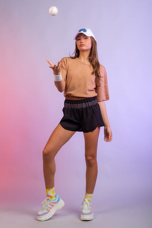 Multi Color Blocked Active Wear Shorts