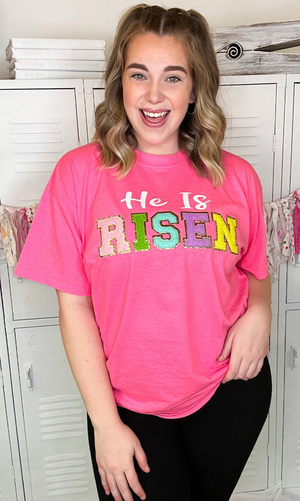 He is Risen Patch Letter Graphic Tee