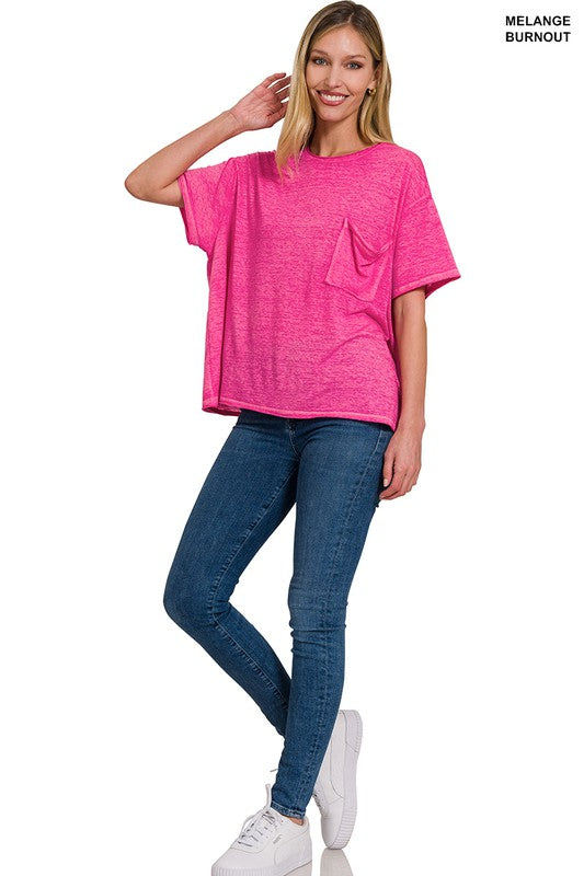 Raw Burnout Tee with Pocket