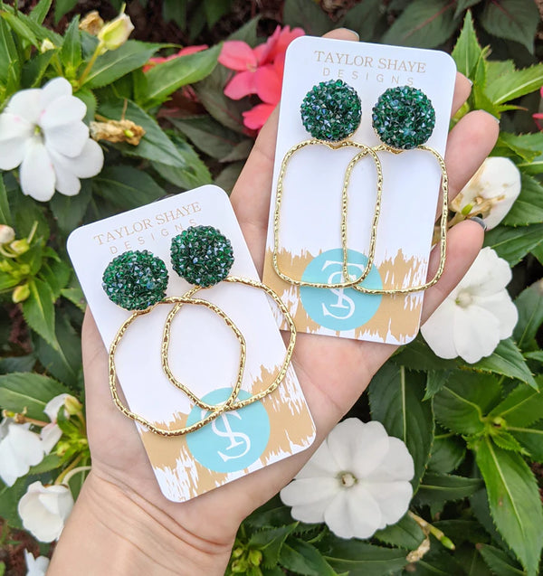 Glitter Top Hoops Earrings - Taylor Shaye